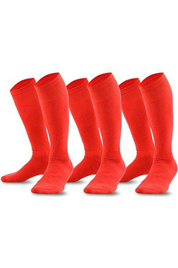 TeeHee Bamboo All Sports Half Cushion Socks with Arch Support 3-Pairs Pack (Medium (9-11), Red)