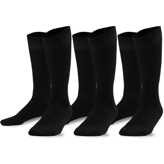 TeeHee Bamboo All Sports Half Cushion Socks with Arch Support 3-Pairs Pack (Youth (5-7), Black)