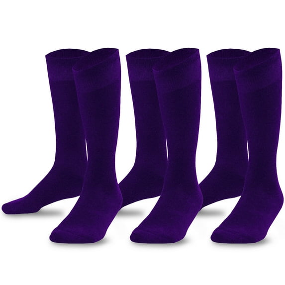 TeeHee Bamboo All Sports Half Cushion Socks with Arch Support 3-Pairs Pack (Youth (5-7), Purple)