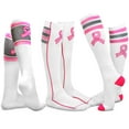 thumbnail image 1 of TeeHee Breast Cancer Awareness Cotton Knee High Socks for Women 3-Pack (Basic), 1 of 4