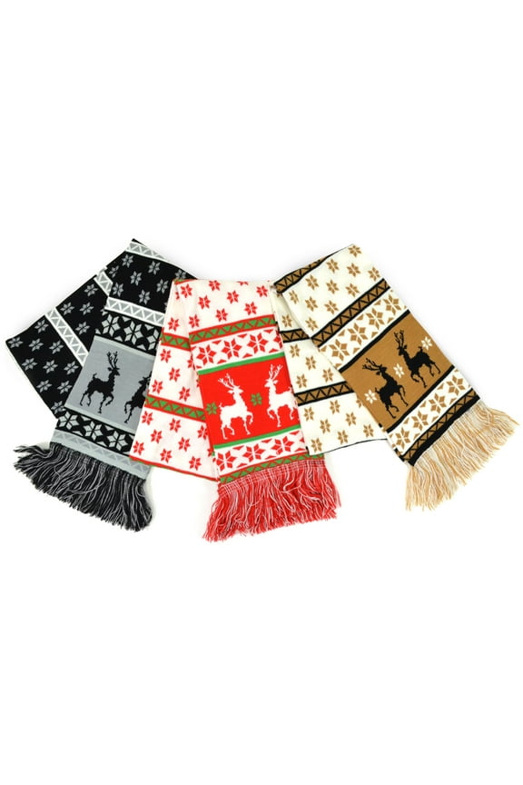 TeeHee Christmas Holiday Winter Unisex Double Layer Knitted Scarves 3-Pack for Women and Men (Winter-3)