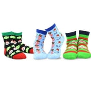 TeeHee Christmas Kids Cotton Fun Crew Socks 3-Pair Pack (6-8 Years, Santa Clause Allover Xmas Things)