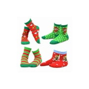 TeeHee Christmas Kids Cotton Fun Crew Socks 4-Pair Pack (6-8 Years, Cat & Dog)