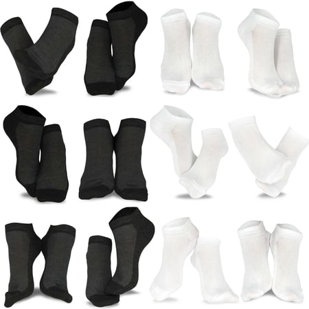 TeeHee Everyday Casual Low Cut Ankle No Show Socks for Women 12 Pairs (White & Black)