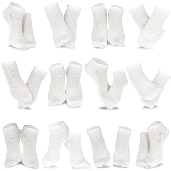 TeeHee Everyday Casual Low Cut Ankle Socks for Men 12 Pairs (White)