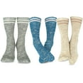 thumbnail image 1 of TeeHee Fashion Wool Boot Crew Socks for Women and Men 3-Pair Pack (Women-Wool Stripe), 1 of 9