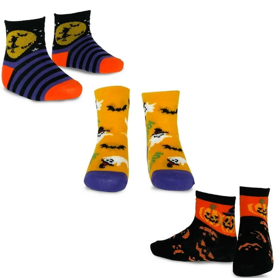 TeeHee Fun Halloween Novelty Socks for Little Kids Toddler Crew Socks 3-Pair Pair (9-10 Years, Fun Halloween)