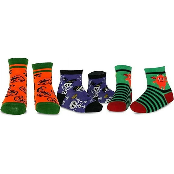TeeHee Fun Halloween Novelty Socks for Little Kids Toddler Crew Socks 3-Pair Pair (9-10 Years, Halloween Devil)