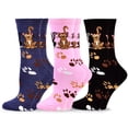 thumbnail image 1 of TeeHee Fun Novelty Cats Cotton Crew Socks for Women 3 Pairs, 1 of 3