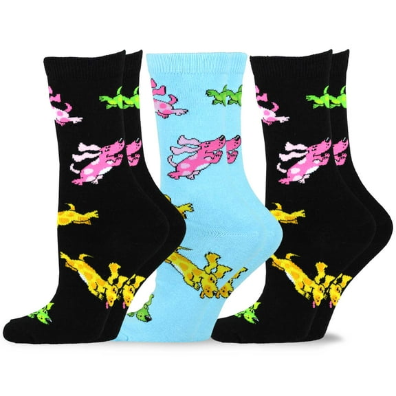 TeeHee Fun Novelty Dogs Cotton Crew Socks for Women and Men Multi-Pack