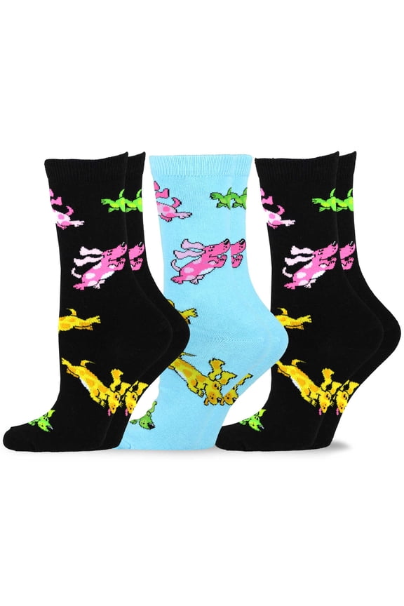 TeeHee Fun Novelty Dogs Cotton Crew Socks for Women and Men Multi-Pack