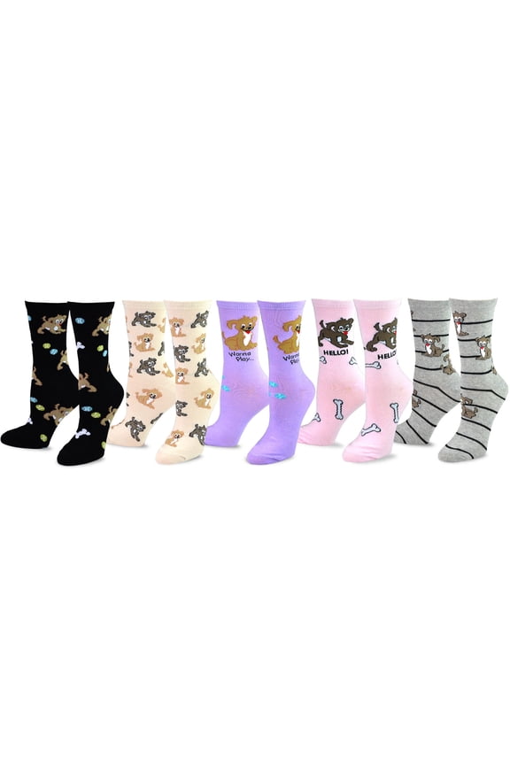TeeHee Fun Novelty Dogs Cotton Crew Socks for Women and Men Multi-Pack
