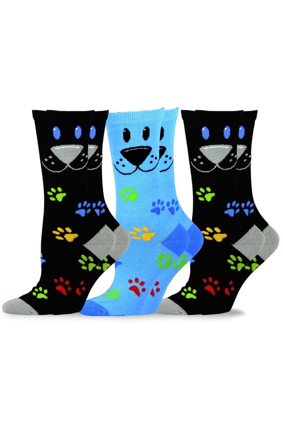 TeeHee Fun Novelty Dogs Cotton Crew Socks for Women and Men Multi-Pack