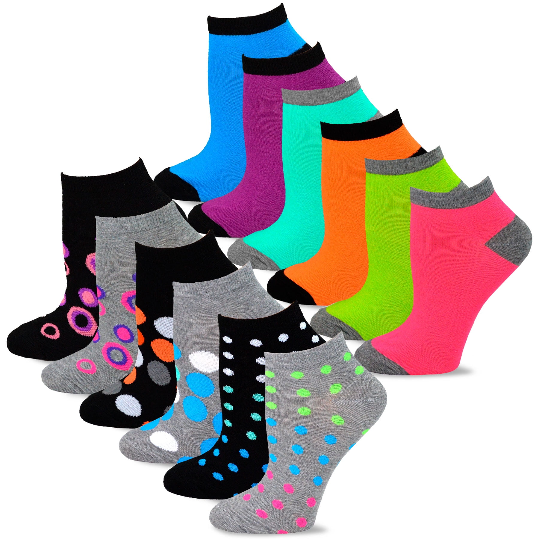 TeeHee Fun Novelty Socks for Women Low Cut Ankle No Show Socks 12 Pairs