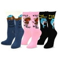 thumbnail image 1 of TeeHee Get Well Soon Signature Cotton Crew Socks for Women 3-Pack (Cat and Dog Dolphin), 1 of 5