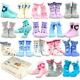 thumbnail image 1 of TeeHee Girls Toddler Kids Socks Cute and Fun Cotton Crew Socks 18 Pair Pack with Gift Box, 1 of 5