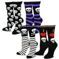 thumbnail image 1 of TeeHee Halloween Kids Cotton Fun Crew Socks 4-Pair Pack (9-10 Years, Skull Stripe), 1 of 6