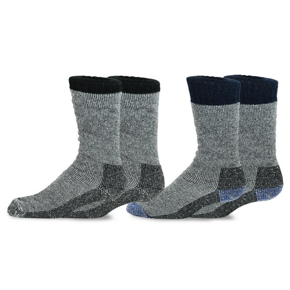 TeeHee Heavyweight Outdoor Wool Thermal Boot Socks for Men 2-Pack (Black and Navy)