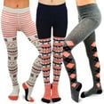 thumbnail image 1 of TeeHee Kids Girls Fashion Cotton Tights 3 Pair Pack (9-10 Years, Argyle), 1 of 5