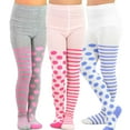 thumbnail image 1 of TeeHee Kids Girls Fashion Cotton Tights 3 Pair Pack, 1 of 7