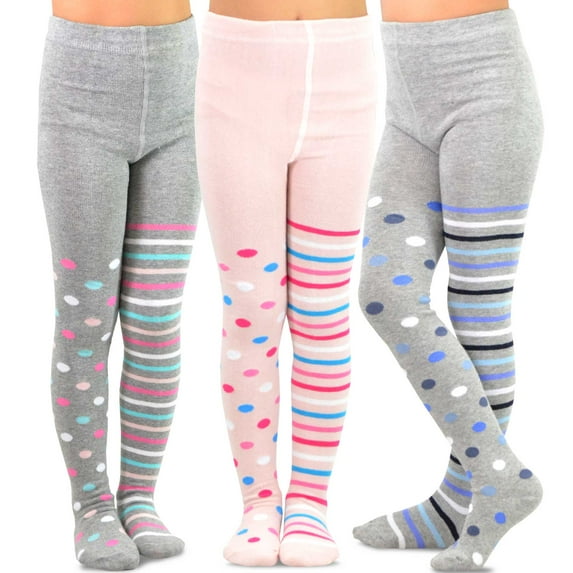 TeeHee Kids Girls Fashion Cotton Tights 3 Pair Pack