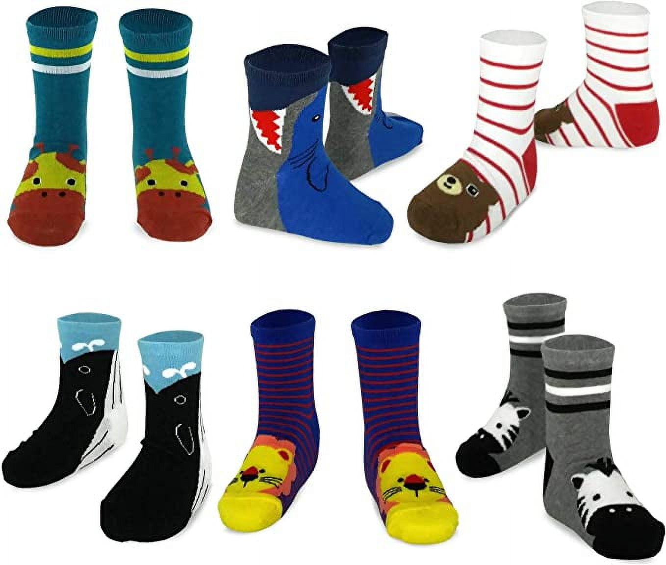 TeeHee Little Girls Cotton Crew Socks 6 Pair Pair (9-10 Years, Wild ...