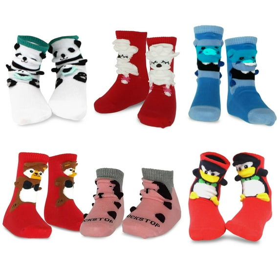 TeeHee Little Girls Cotton Crew Socks Fun Novelty Animal Socks 6 Pair (6-8 Years, 3D Cute Animals)