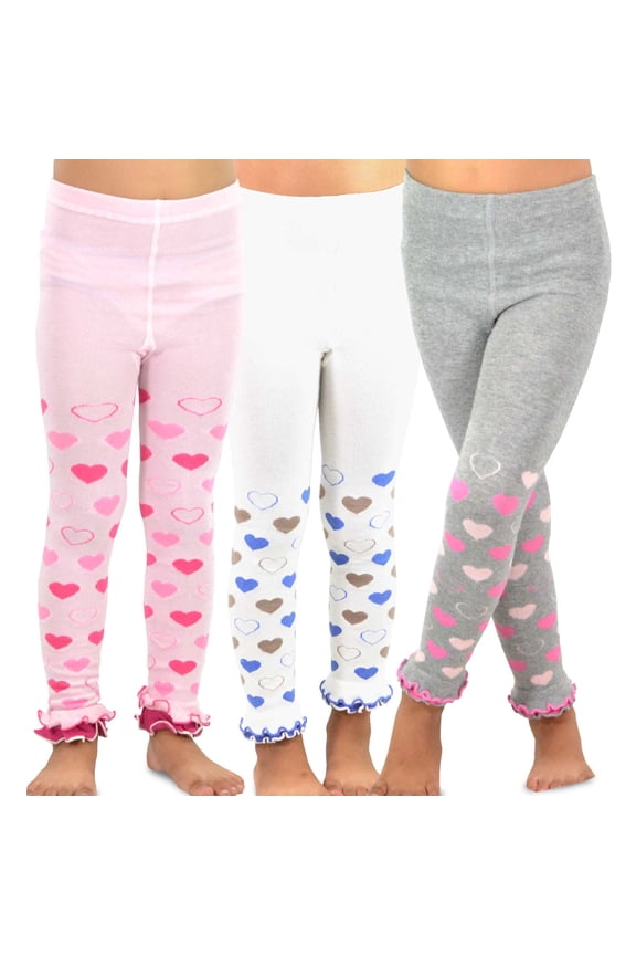 TeeHee Little Kids Girls Fashion Cotton Footless Tights 3 Pair Pack