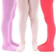 thumbnail image 1 of TeeHee Little Kids Girls Fashion Cotton Tights 3 Pair Pack, 1 of 7