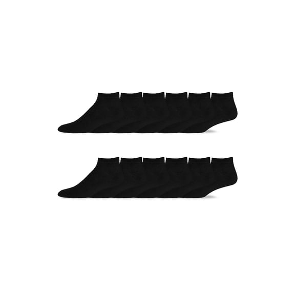 TeeHee Men's Athletic Sports Cushion Socks 12 Pairs pack (10-13, Black Qtr)