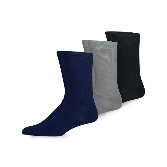 TeeHee Men's Bamboo Crew Dress Socks 3-pack (Ribbed Black, Grey, Navy)