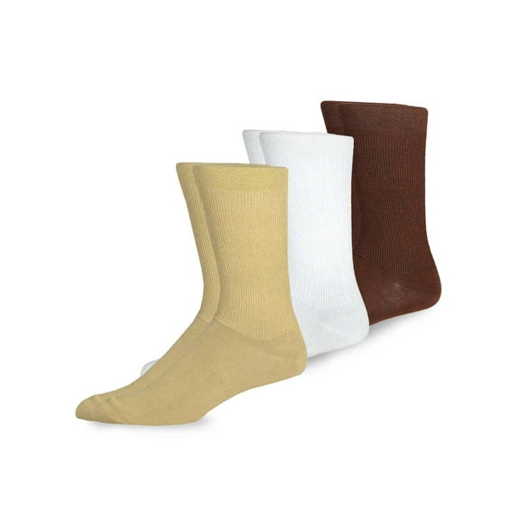 TeeHee Men's Bamboo Crew Dress Socks 3-pack (Ribbed White, Khaki, Brown)