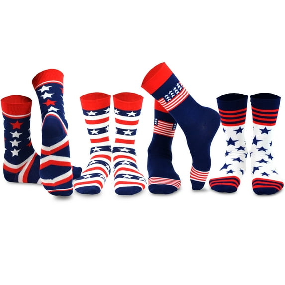 TeeHee Men's Novelty Fashion Americana Cotton Socks 4 Pairs (Americana)