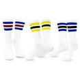 thumbnail image 1 of TeeHee Men's Sports Stripes Cotton Half Cushion Crew Socks 3-pair Pack (White), 1 of 6