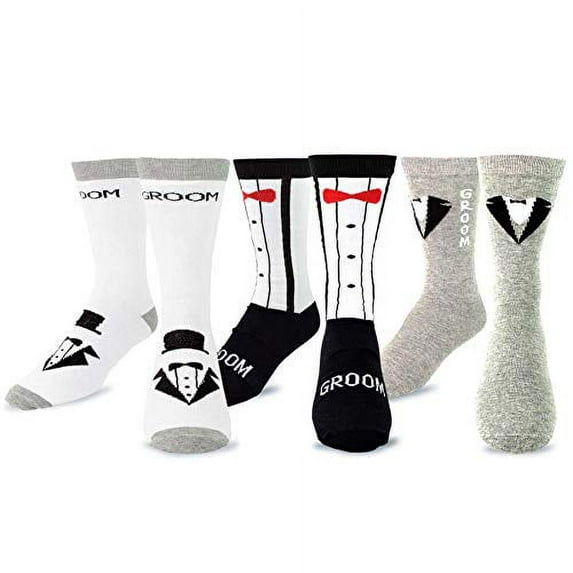 TeeHee Men's Wedding Cotton Crew Socks 3-Pack (Weddings)