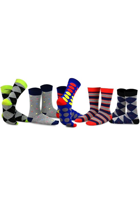 TeeHee Novelty Crazy Fun Crew Socks 5-Pack for Men