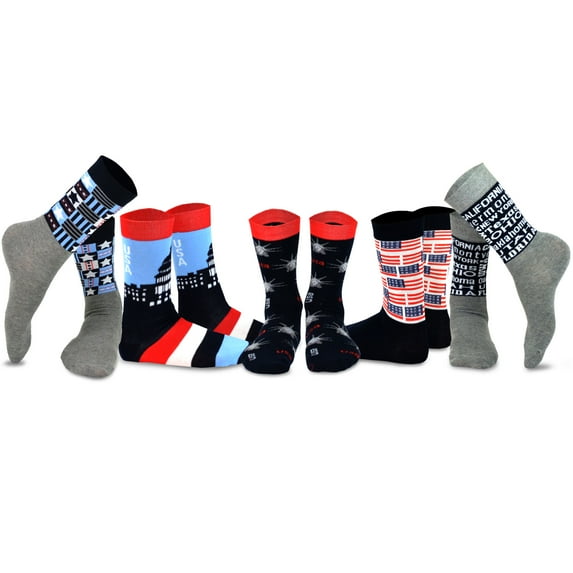 TeeHee Novelty Fashion American Patriotic Cotton Socks for Women 5-Pairs (USA)
