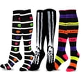 thumbnail image 1 of TeeHee Novelty Halloween Knee High Socks for Women 3-Pack (Bones, Skeleton Stripe), 1 of 4