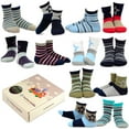 thumbnail image 1 of TeeHee Socks Boys Socks, 6 Pack Crew Cotton Stripe Star, 1 of 5