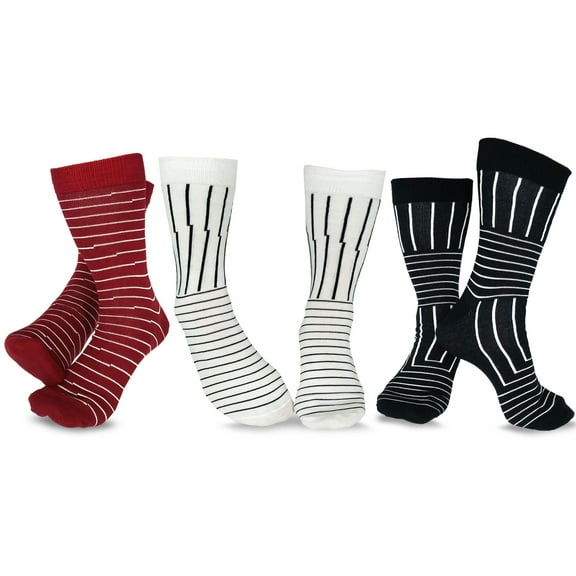 TeeHee Soft Comfortable Cotton Crew Socks for Women and Men Multipack (Line Block_3Pair)