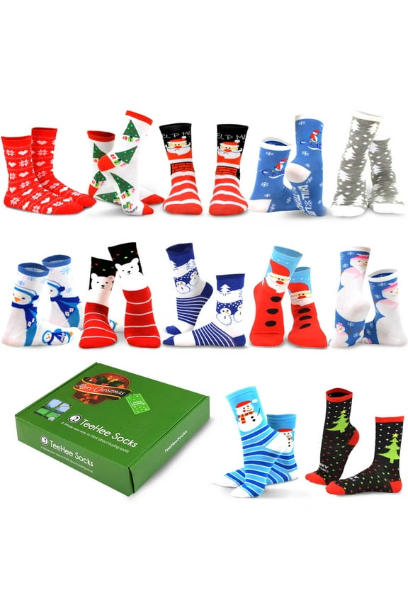 TeeHee Special Holiday 12-Pair Socks with Gift Box for Women and Men