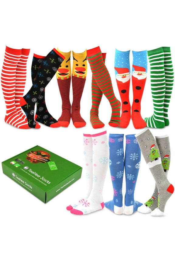 TeeHee Special (Holiday) Women Knee High 9-Pairs Socks with Gift Box (Christmas)