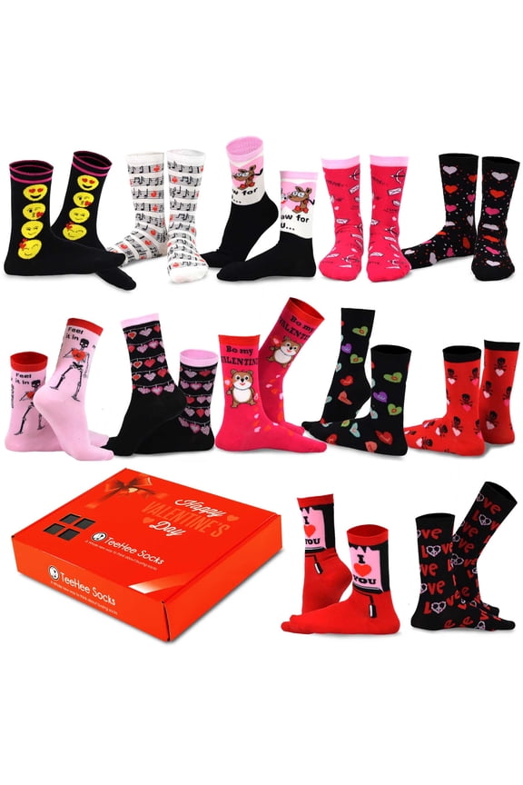 TeeHee Special Valentine's Day Love Heart Gift Socks 12-Pair with Gift Box for Women
