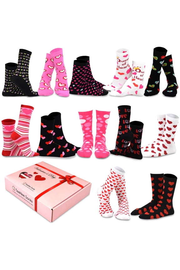 TeeHee Special Valentine's Day Love Heart Gift Socks 12-Pair with Gift Box for Women