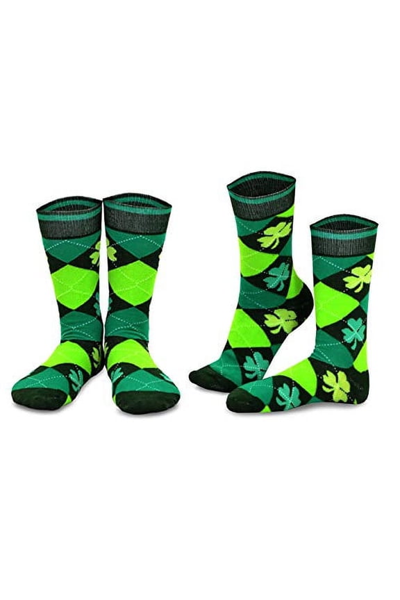 TeeHee St. Patricks Day Woman and Man Couple Cotton Crew Socks 2-Pack (Argyle)