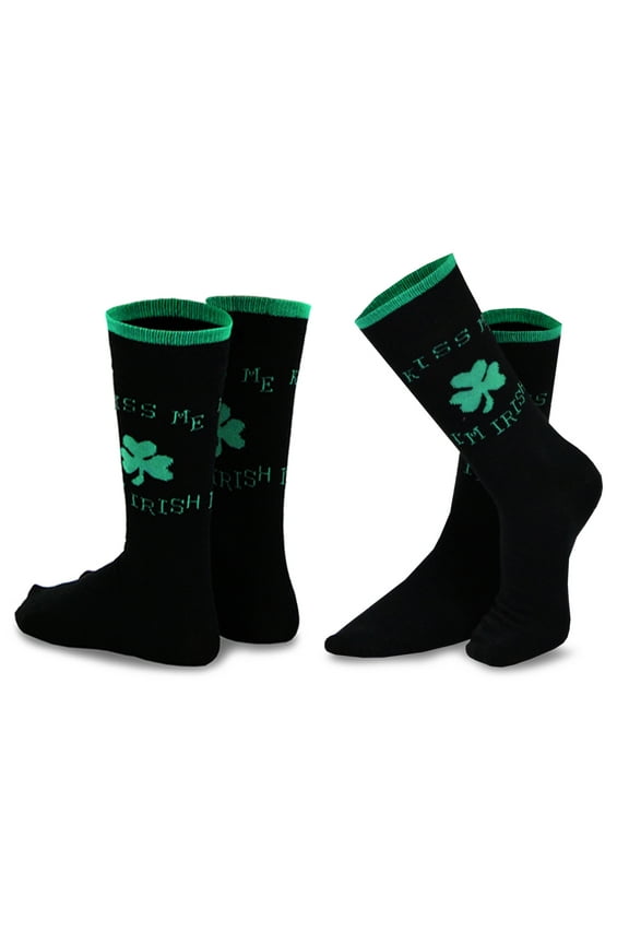 TeeHee St. Patricks Day Woman and Man Couple Cotton Crew Socks 2-Pack (Kiss Me)
