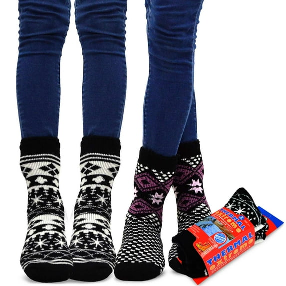 TeeHee Super Warm Brushed Winter Heat Thermal Crew Socks Multi-Pack for Women and Men
