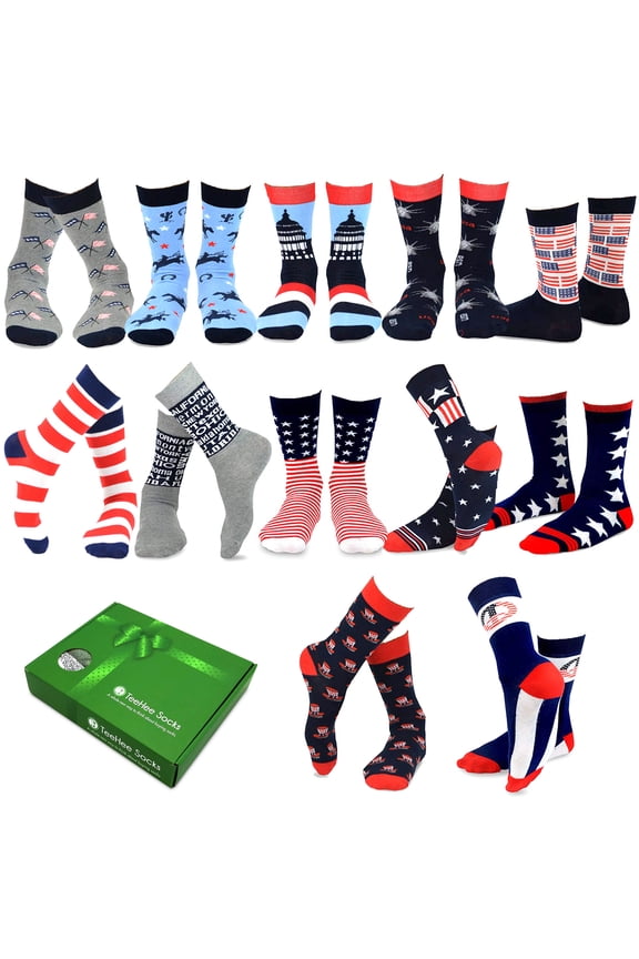 TeeHee USA American Liberty Patriotic Socks 12-Pairs Socks with Gift Box for Men (10-13, Americana-A)
