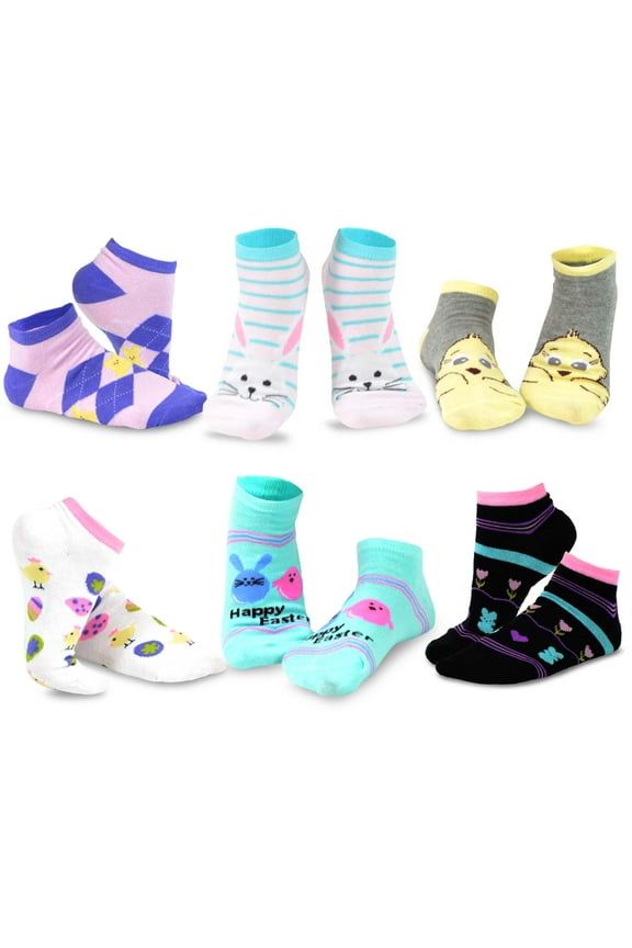 TeeHee Women's Easter Day Fashion No Show Socks 6 Pair Pack (Funny Easter)