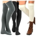 thumbnail image 1 of TeeHee Women's Fashion Over the Knee High Socks - 3 Pair Combo (Cable Cuff Dark Combo), 1 of 8